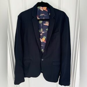 ⚡️RARE Exceptional Dolce & Gabanna Navy Blazer - Lined Hawaiian Palm Print IT 50